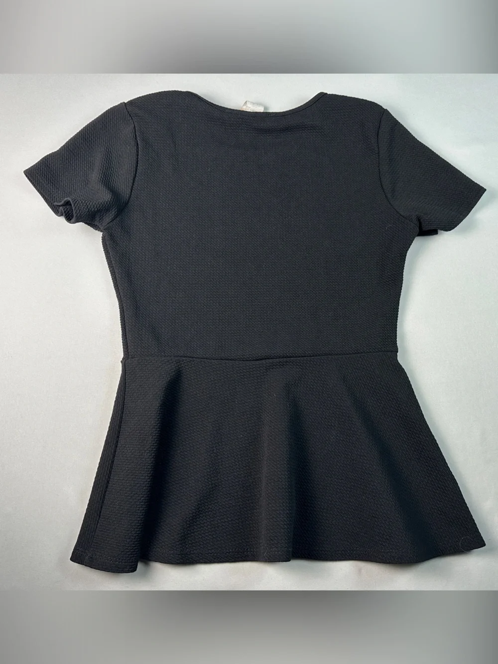 Caution To The Wind Women’s Black Short-Sleeve Peplum Shirt Top